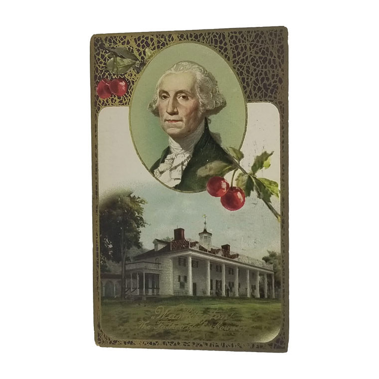 Patriotic Postcard President George Washington Gold Embossed Mount Vernon Winsch Pub.