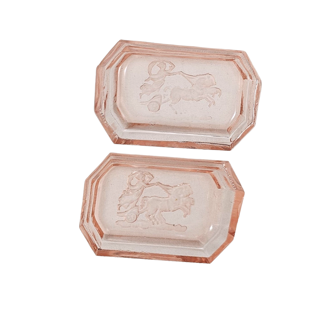 Bohemian Czech Intaglio Glass Open Salt Cellars By Heinrich Hoffman