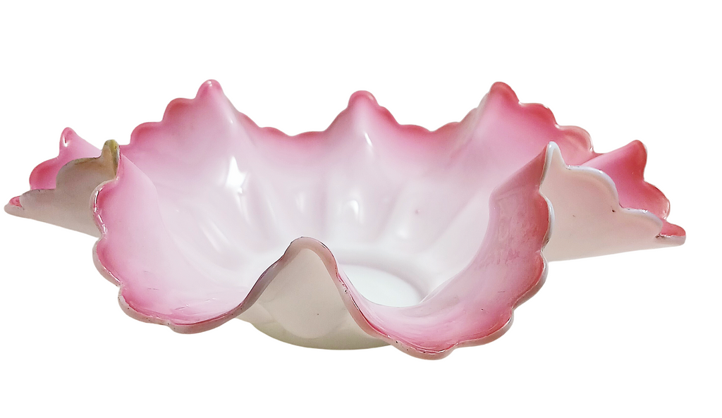 Mt Washington Cranberry Pink Opalescent Cased Glass Bride's Bowl