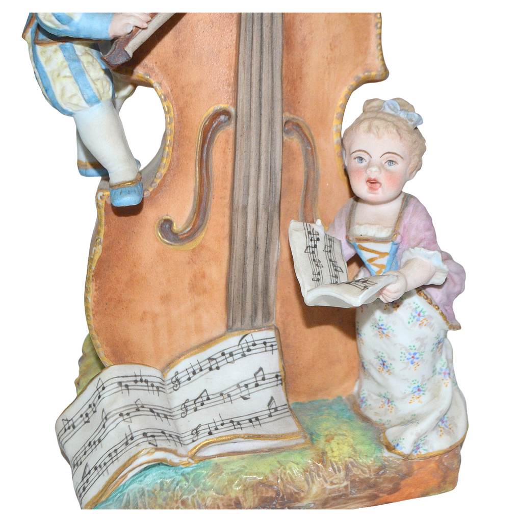 Antique French Paris Sevres Samson Porcelain Figurine Children w/ Cello