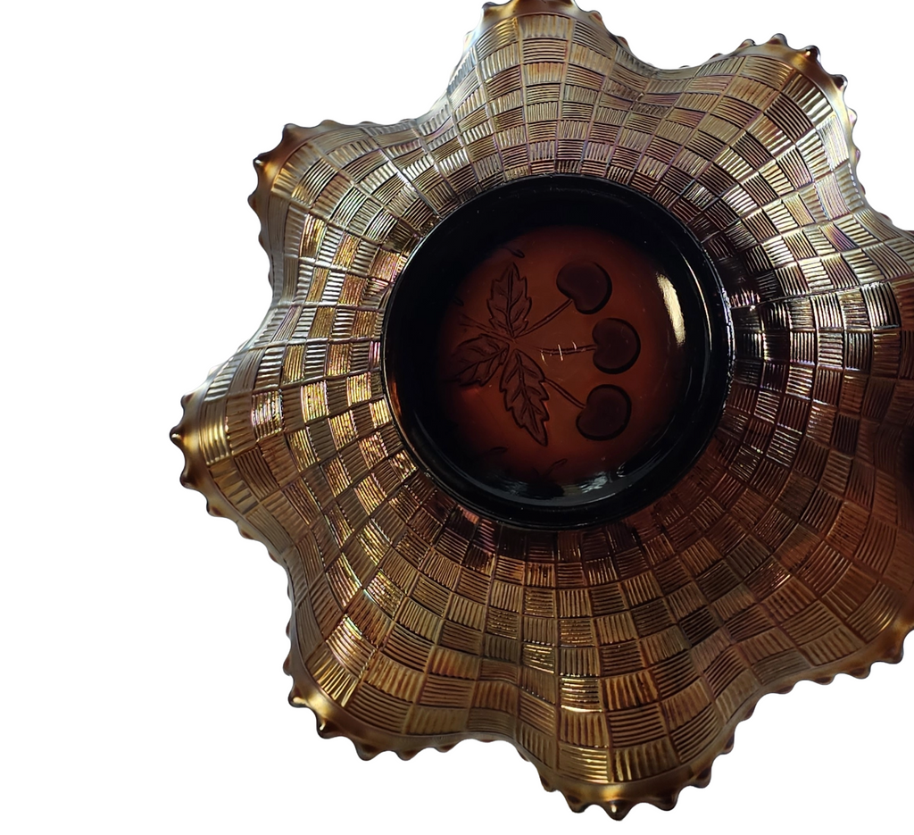 Northwood Three Fruits Amethyst Carnival Glass Bowl