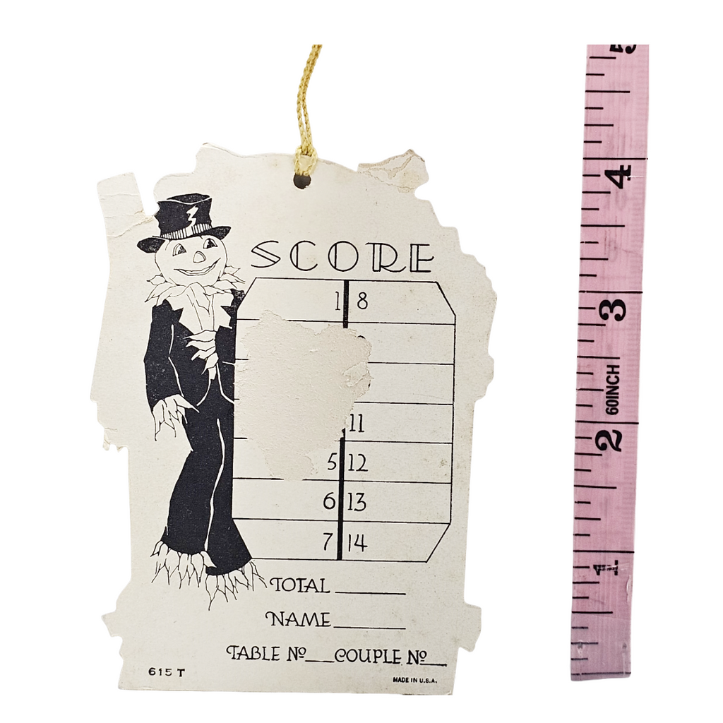 Vintage Whitney Halloween Tally Card Die Cut JOL Pumpkin Scarecrow Man