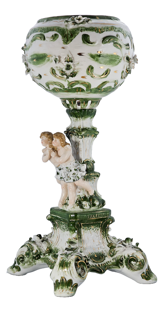 German Porcelain 19th Century Dresden Cherub Kerosene Oil Lamp Base