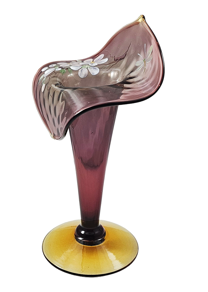 Pairpoint JIP Jack in Pulpit Vase Amethyst Topaz Hand Painted Flowers