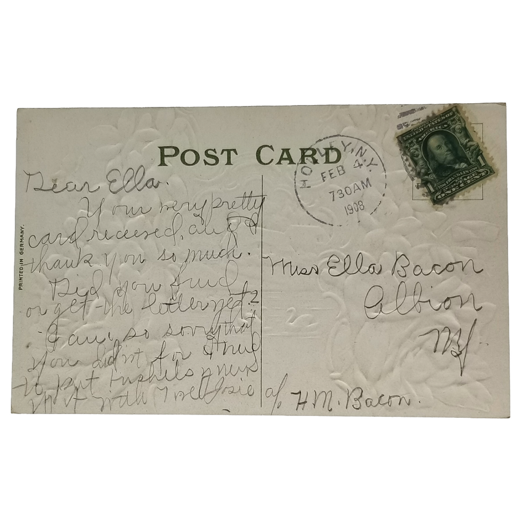 Greetings Postcard Best Wishes Roses Swans Lake House Scene Gel Finish