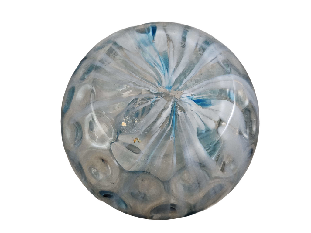 Phoenix Spot Optic Spatter Glass Four Piece Water Set Pitcher Tumblers Opal Blue