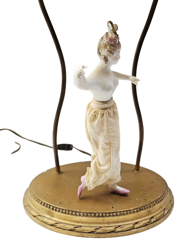Rare French Market Porcelain Kister Half Doll Boudoir Lamp