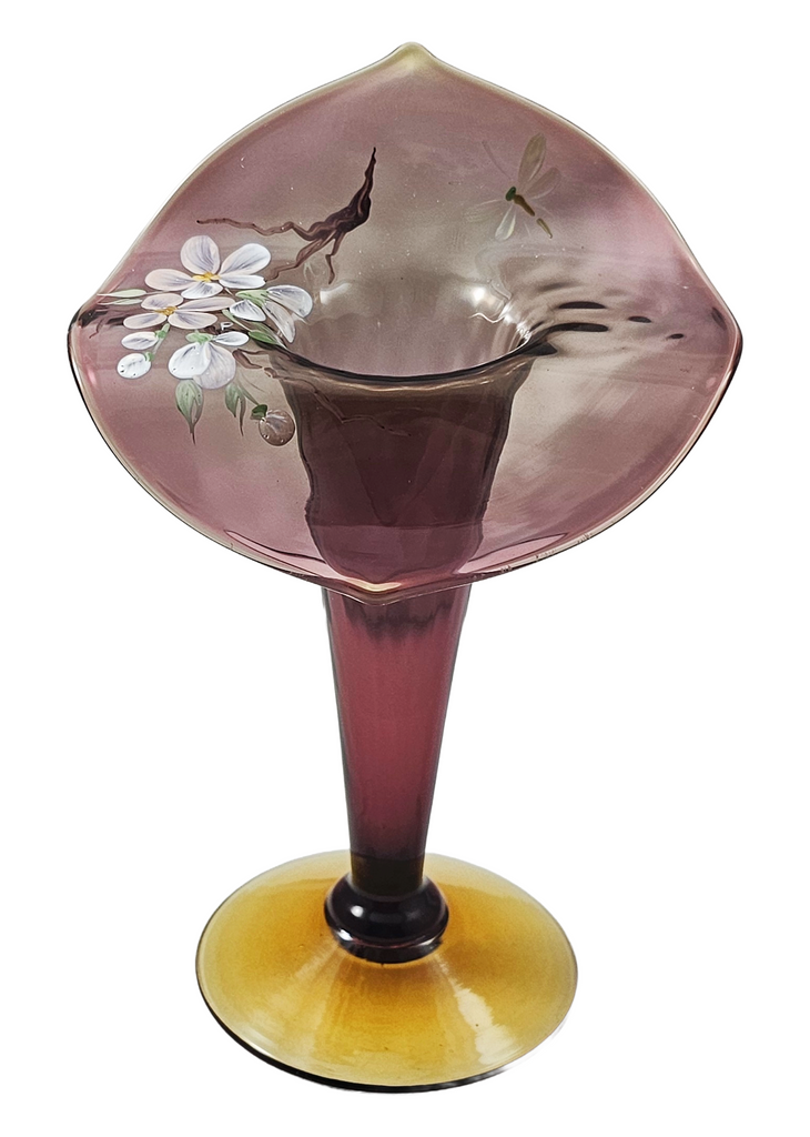 Pairpoint JIP Jack in Pulpit Vase Amethyst Topaz Hand Painted Flowers