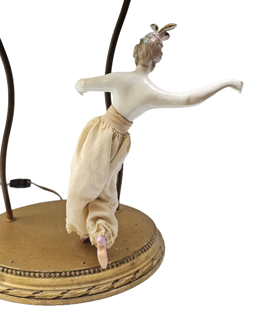 Rare French Market Porcelain Kister Half Doll Boudoir Lamp