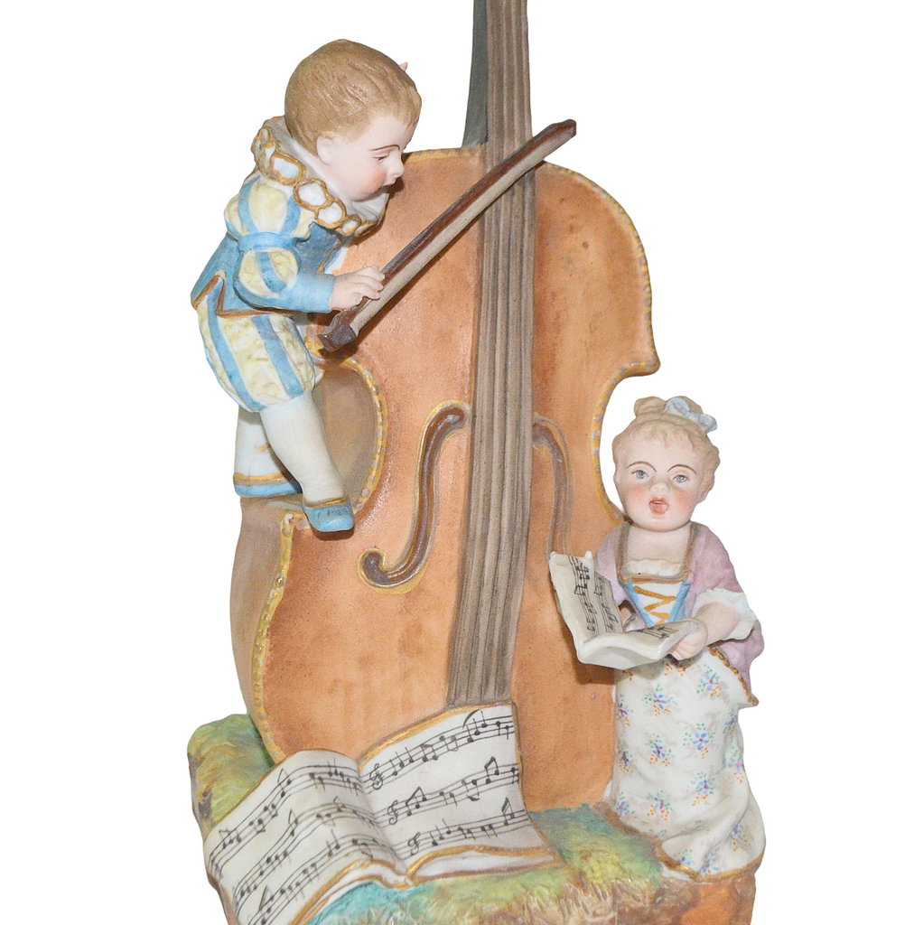 Antique French Paris Sevres Samson Porcelain Figurine Children w/ Cello