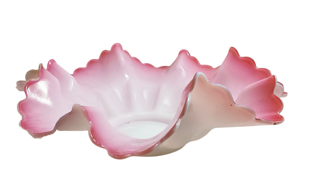 Mt Washington Cranberry Pink Opalescent Cased Glass Bride's Bowl