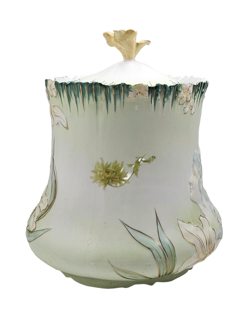 RS Prussia Porcelain Art Nouveau Double Hidden Image Cracker Jar