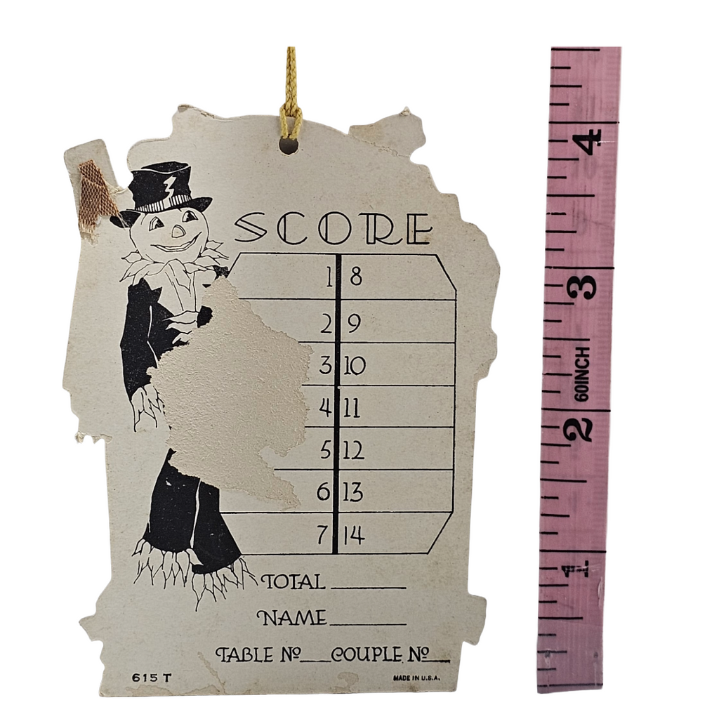 Vintage Whitney Halloween Tally Card Die Cut JOL Pumpkin Scarecrow Man