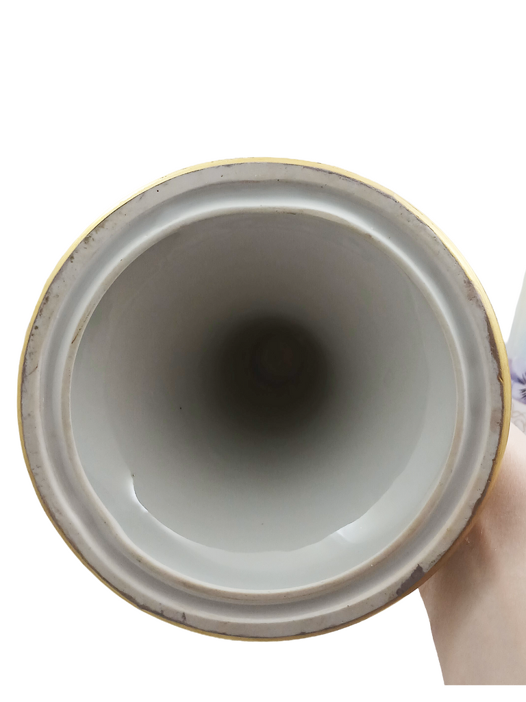 Limoges Porcelain Candle Holders Hand Painted Violets Artist Signed Perl