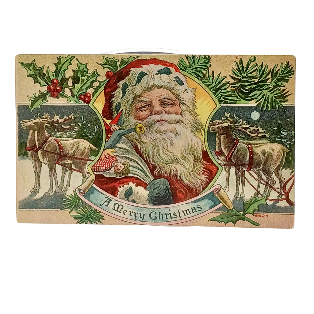 Christmas Postcard Series 6604 Santa Claus with Reindeer