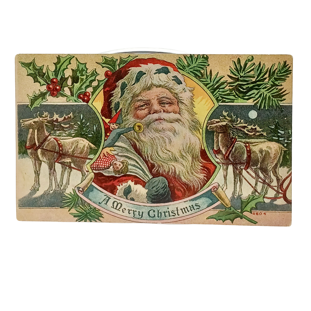 Christmas Postcard Series 6604 Santa Claus with Reindeer