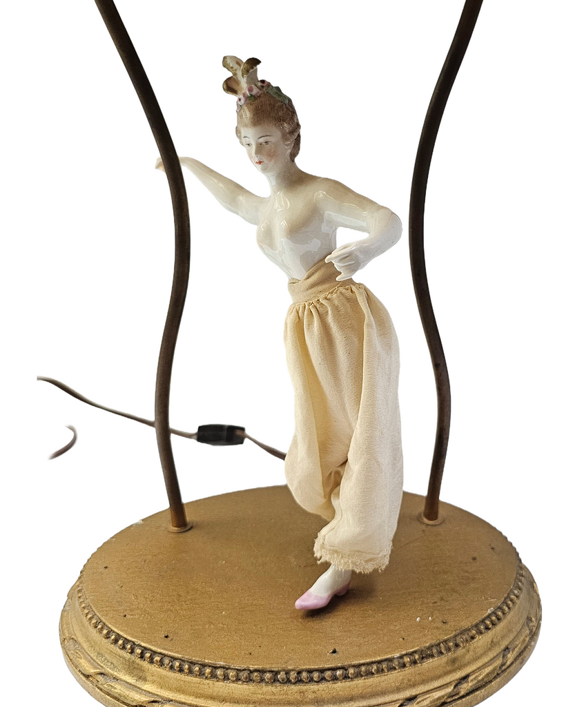 Rare French Market Porcelain Kister Half Doll Boudoir Lamp