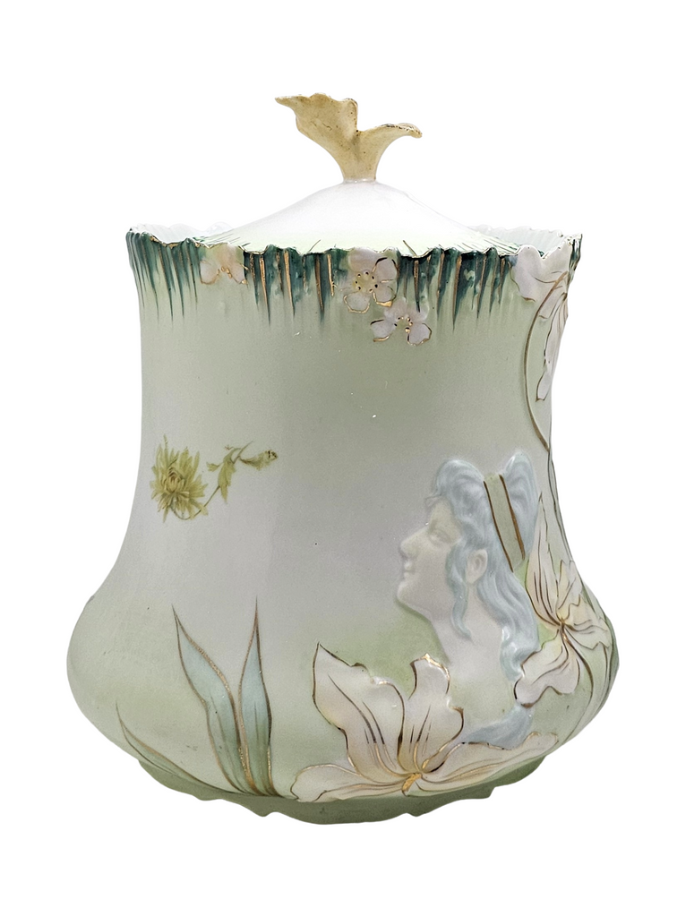 RS Prussia Porcelain Art Nouveau Double Hidden Image Cracker Jar
