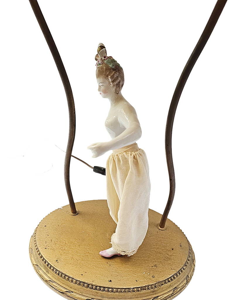 Rare French Market Porcelain Kister Half Doll Boudoir Lamp
