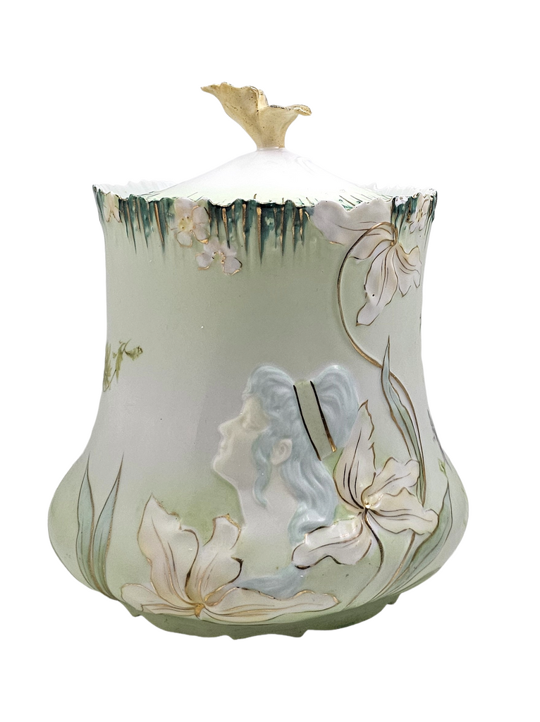 RS Prussia Porcelain Art Nouveau Double Hidden Image Cracker Jar