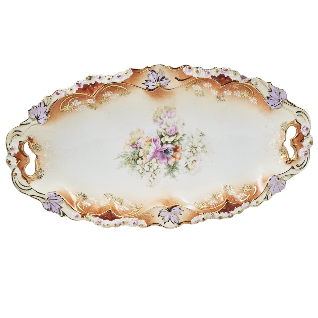 RS Prussia Porcelain Double Handle Tray Leaf Mold 7