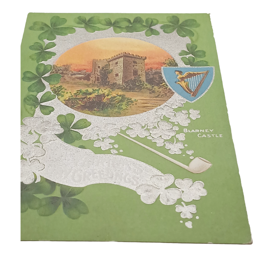 Saint Patrick's Day Postcard Blarney Castle Series 5315 Silver Clovers