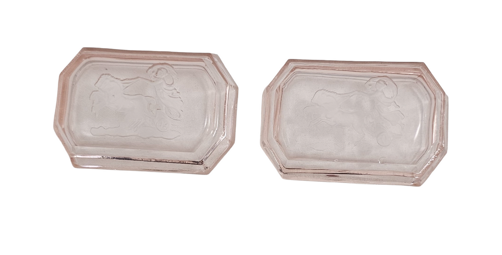 Bohemian Czech Intaglio Glass Open Salt Cellars By Heinrich Hoffman