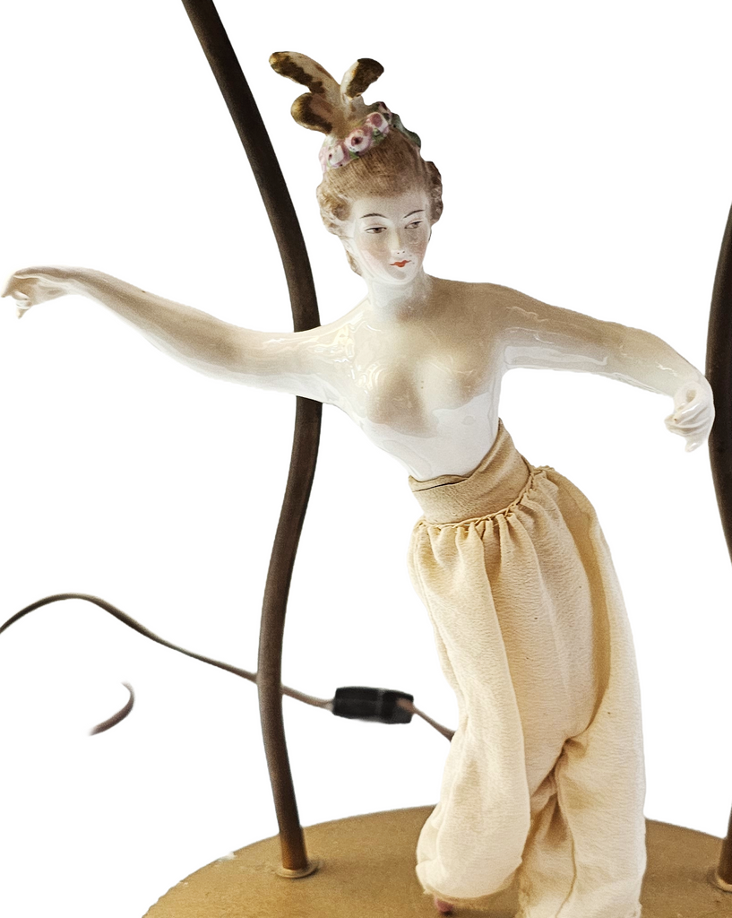 Rare French Market Porcelain Kister Half Doll Boudoir Lamp