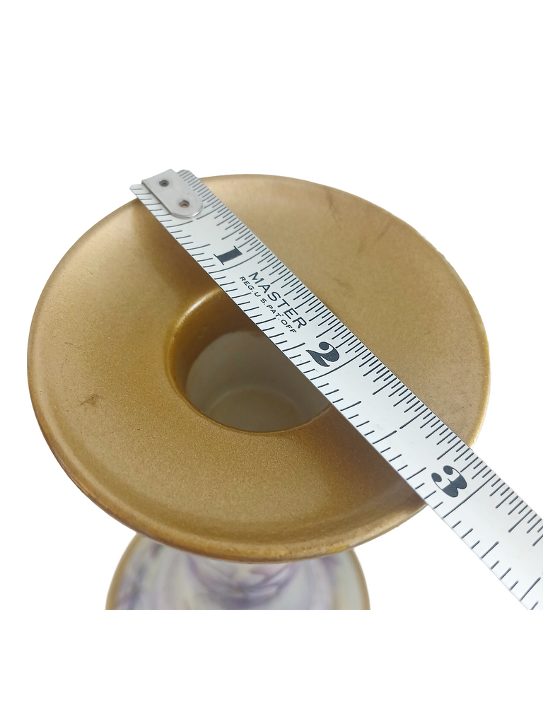 Limoges Porcelain Candle Holders Hand Painted Violets Artist Signed Perl