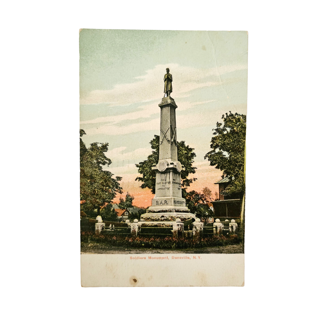Scenic Postcard Soldiers Monument Dansville NY Civil War Statue