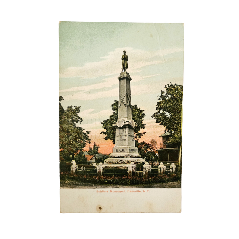 Scenic Postcard Soldiers Monument Dansville NY Civil War Statue