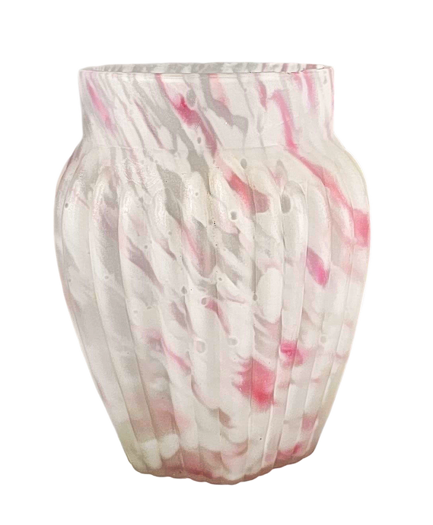 Northwood Pink Opalescent Spatter Glass Spooner Vase Pillar Ribbed