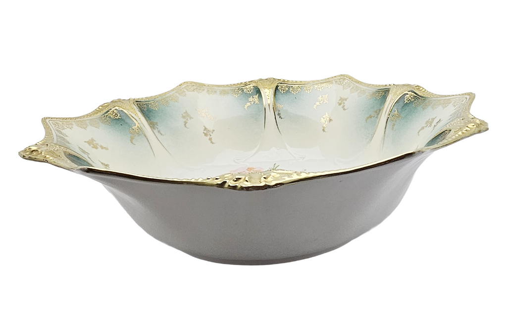 RS Prussia Bowl German Porcelain Mold 83 Gold with Roses