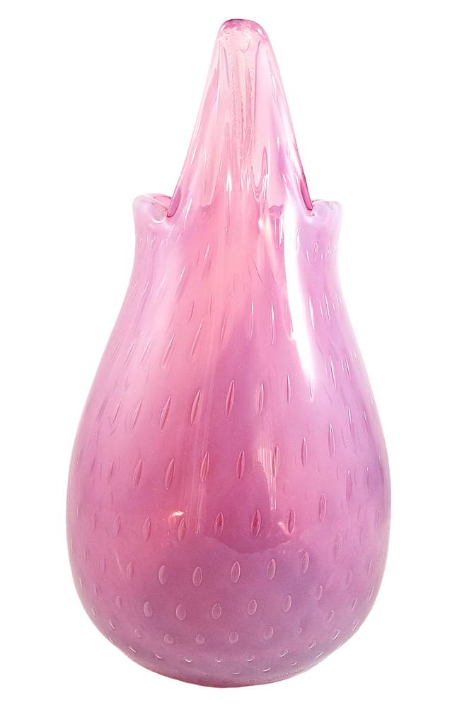 MCM Fratelli Toso Murano Opalescent Pink Bullicante Italian Art Glass Vase