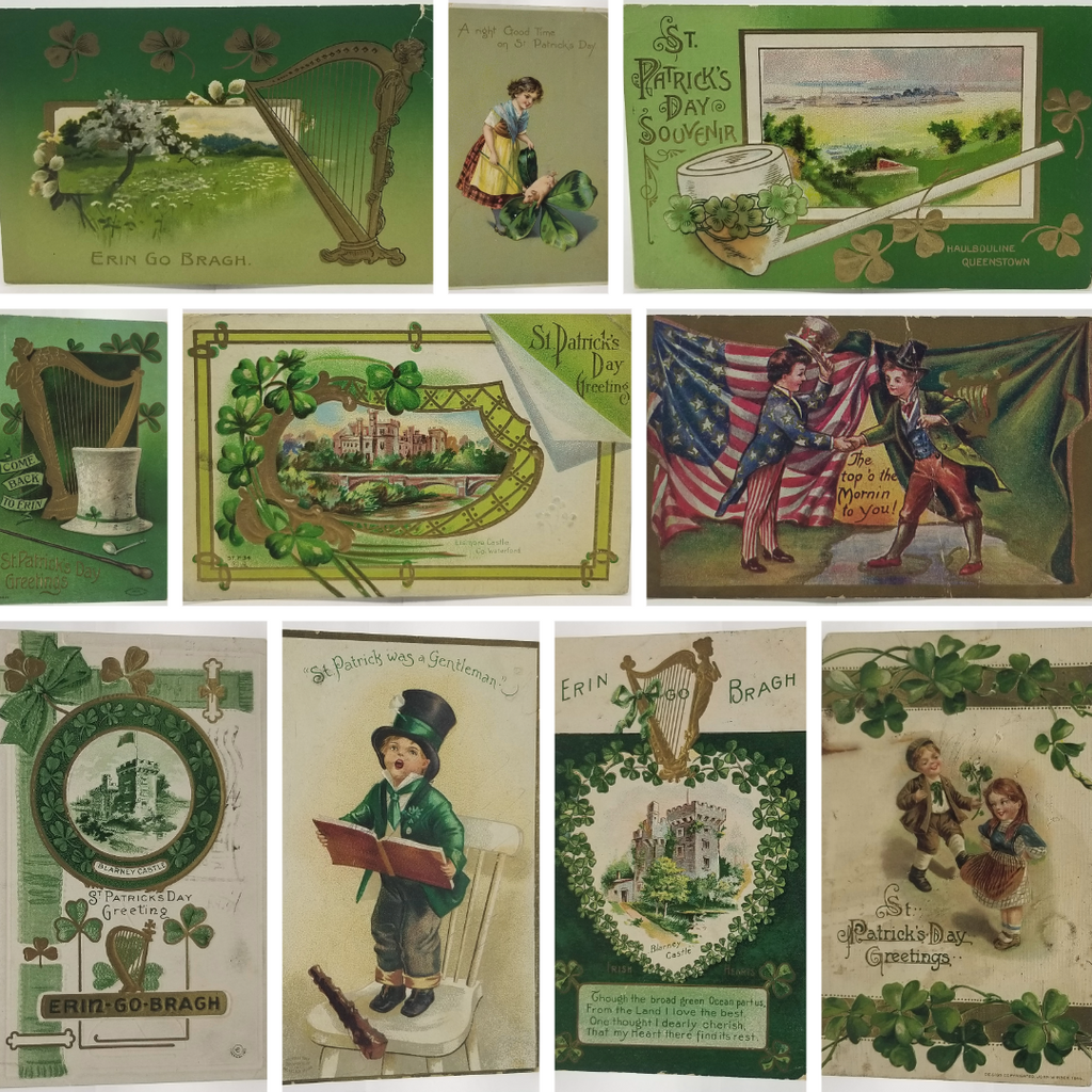 Saint Patrick's Day Postcard Group, Irish Themed, St Patrick Ten (10) Cards Some Clapsaddle Children