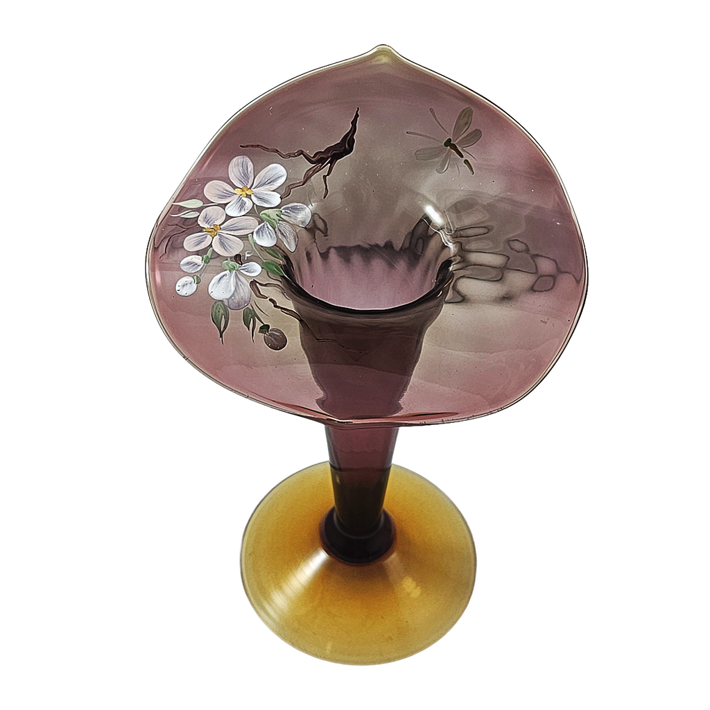 Pairpoint JIP Jack in Pulpit Vase Amethyst Topaz Hand Painted Flowers