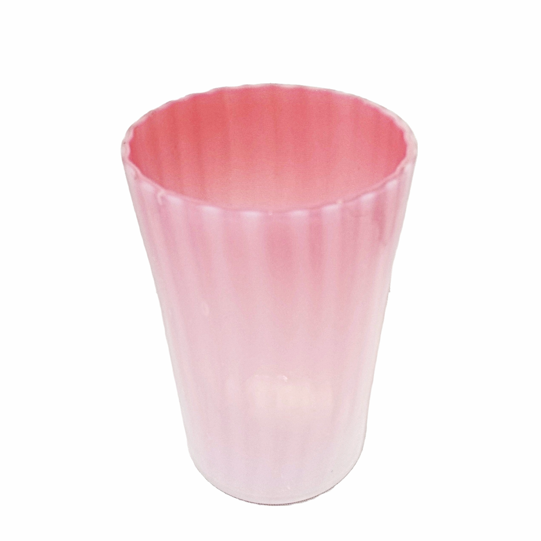 c1887 RARE HOBBS Brockunier Glass NEAPOLITAN Opalescent Stripe Tumbler Opaline
