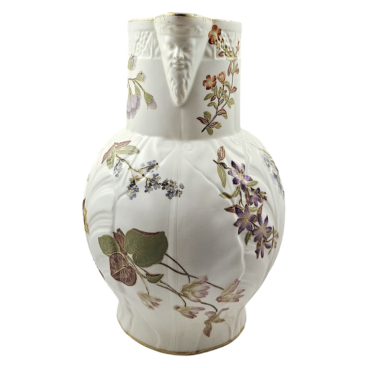 Large Aesthetic Royal Worcester English Porcelain Pitcher North Wind Face Spout