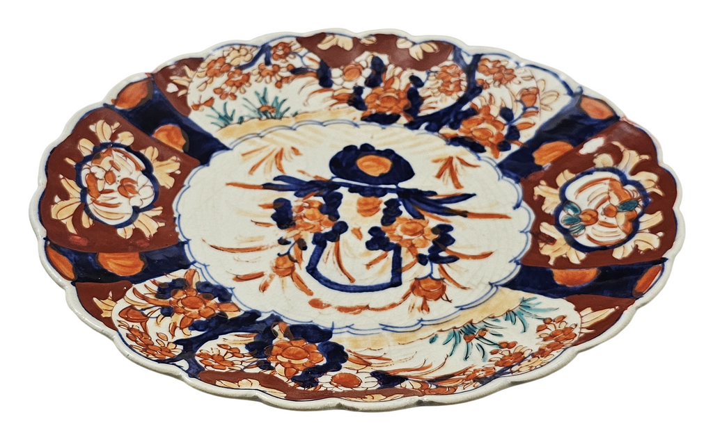 Antique Meiji Period Japanese Porcelain Imari Scalloped Platter