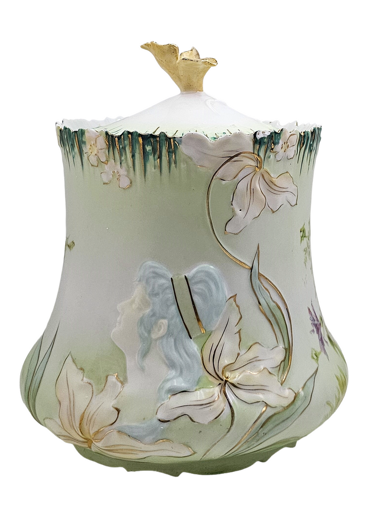 RS Prussia Porcelain Art Nouveau Double Hidden Image Cracker Jar