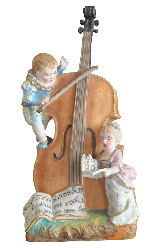 Antique French Paris Sevres Samson Porcelain Figurine Children w/ Cello