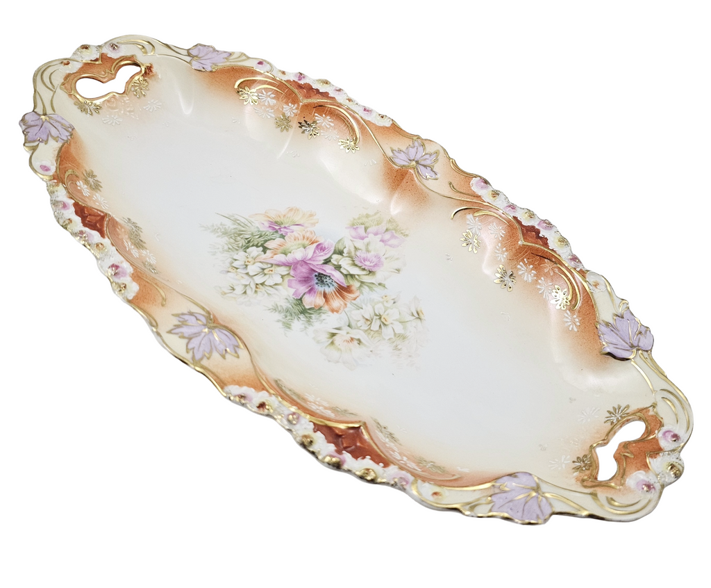 RS Prussia Porcelain Double Handle Tray Leaf Mold 7