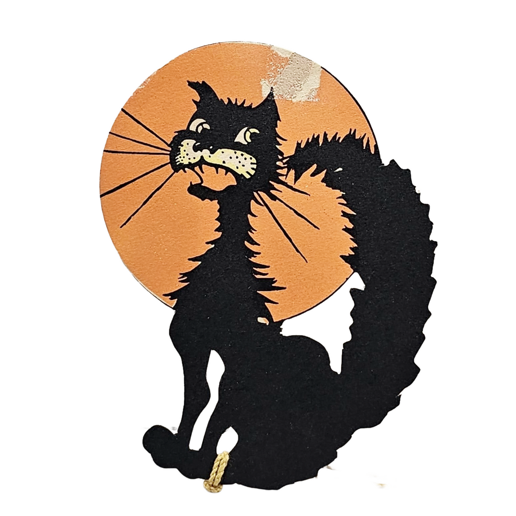 Four (4) Vintage Halloween Tally Cards Rust Craft Black Cats & Owl