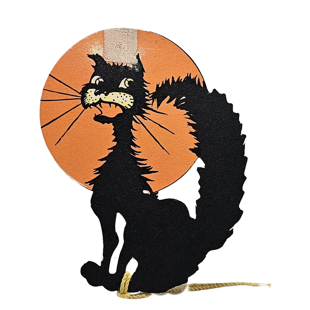 Four (4) Vintage Halloween Tally Cards Rust Craft Black Cats & Owl