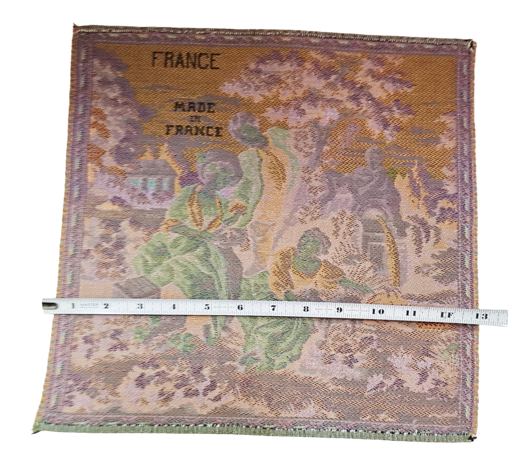 Vintage Pair Framed French Tapestries Pastoral Scenes People w/ Sheep