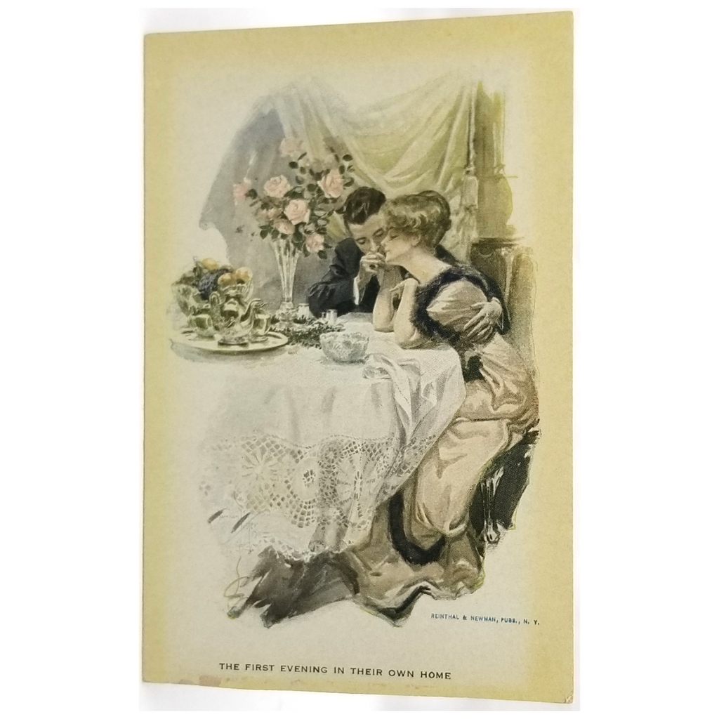 Romantic Couple at Dinner Table Harrison Fisher "First Evening at Home" Reinthal & Newman # 190