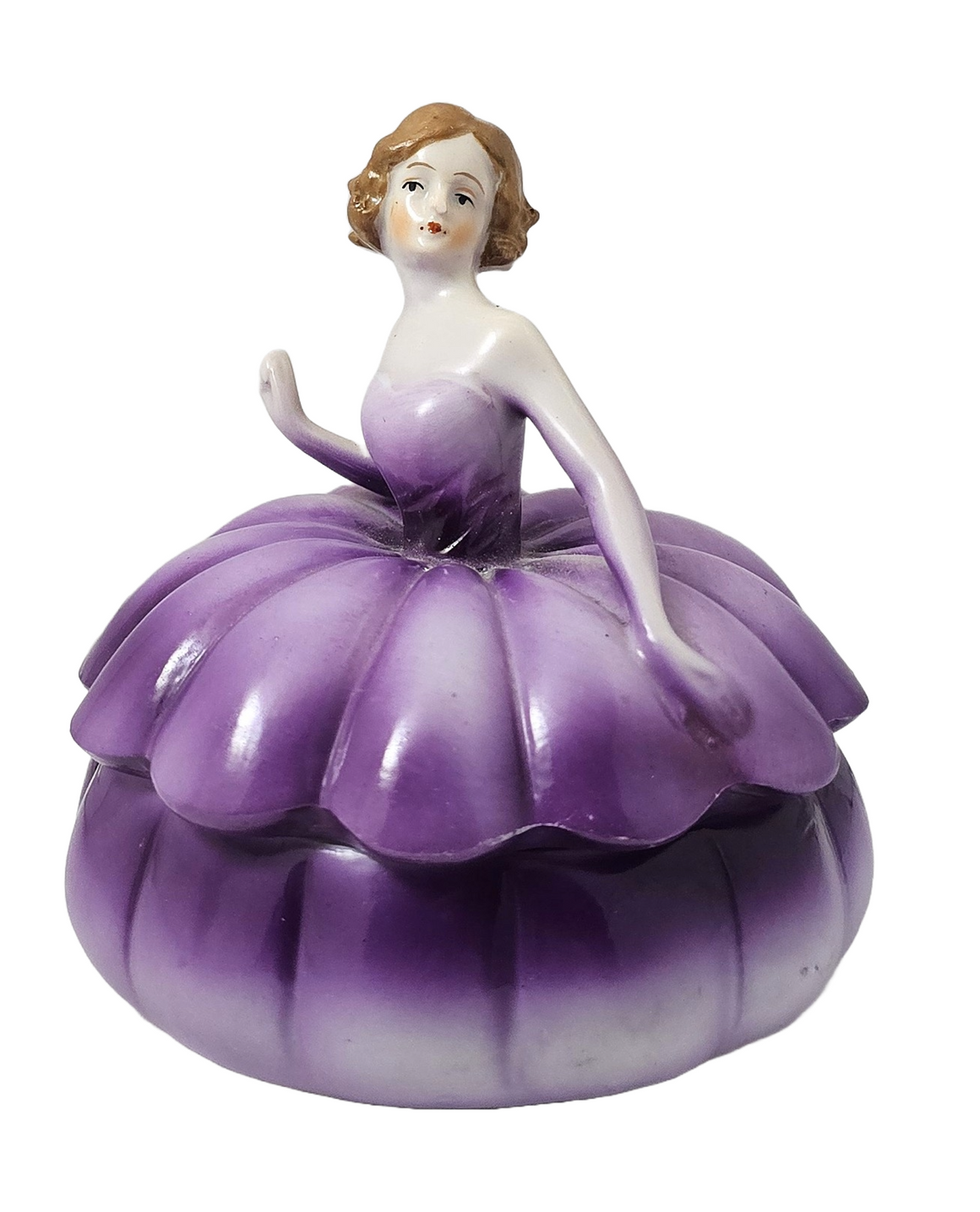 Art Deco German Porcelain Half Doll Madame Pompadour Powder Box