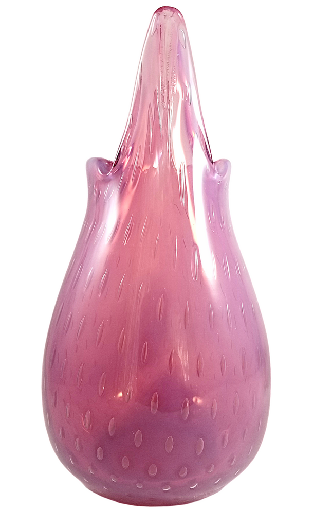 MCM Fratelli Toso Murano Opalescent Pink Bullicante Italian Art Glass Vase