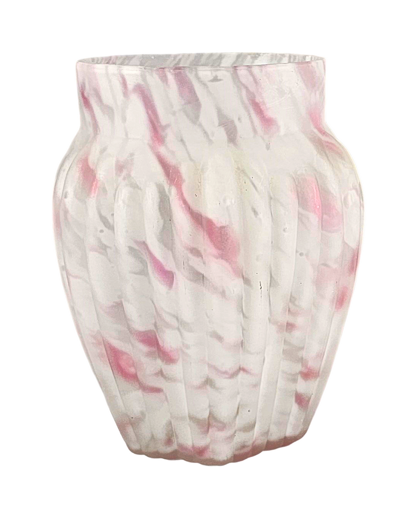 Northwood Pink Opalescent Spatter Glass Spooner Vase Pillar Ribbed