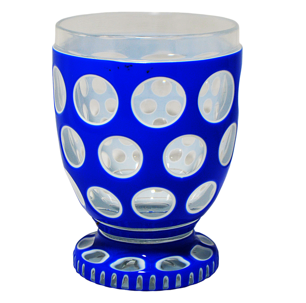 Bohemian Glass Biedermeier Cobalt White Double Overlay Tumbler